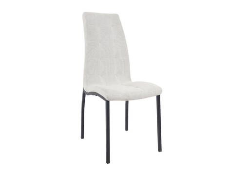 Silla tapizada Larraun con costuras en cuadrícula, dos tejidos - Curio Beige Claro repelente al agua / pata negra