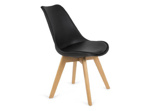 Silla Arbizu con cojín de polipiel y patas de haya - Negro