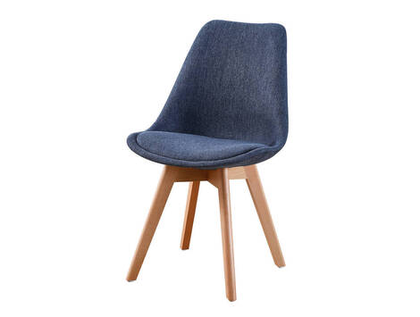 Silla Arbizu con cojín de tela y patas de haya - Azul Marino