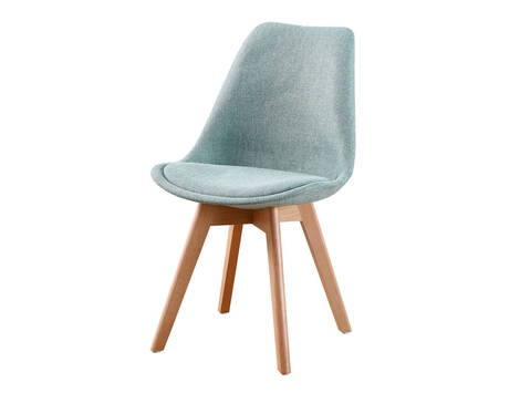Silla Arbizu con cojín de tela y patas de haya - Verde Turquesa