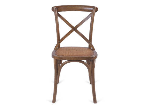 Silla Lekaroz de madera de olmo con asiento de rattan
