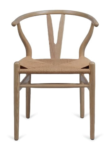 Silla Eraul de madera de fresno con asiento encordado