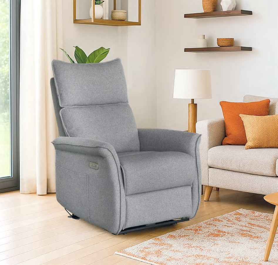 Sillón relax eléctrico Riezu con puerto USB, tela fácil limpieza
