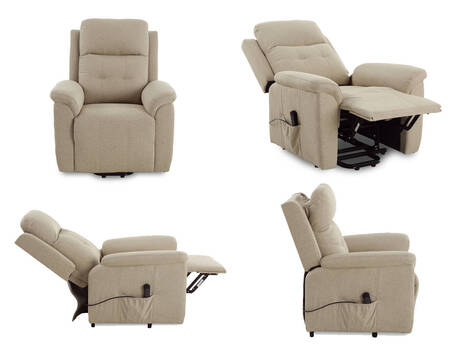 Sillón relax levantapersonas Goñi de 3 motores, tela fácil limpieza - Beige Tostado
