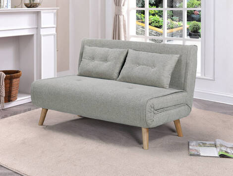 Sofá cama Eslava de apertura sencilla con patas de madera - Gris