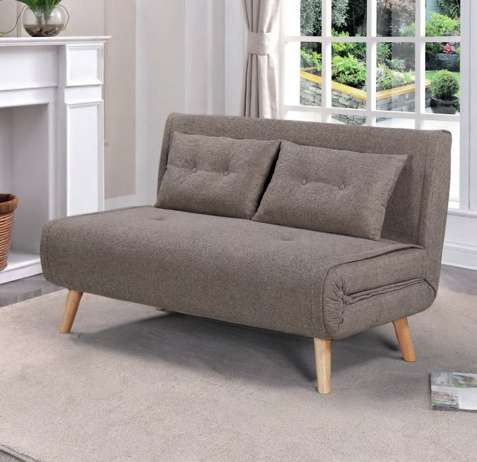 Sofá cama Eslava de apertura sencilla con patas de madera