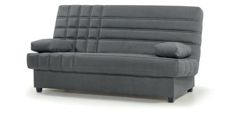 Sofá cama Lezáun con bisagra automática, arcón y edredón - Gris