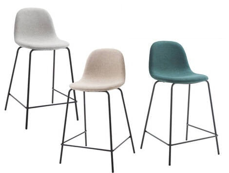Taburete alto Zizur tapizado easy clean con patas negras