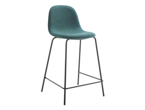 Taburete alto Zizur tapizado easy clean con patas negras - Verde