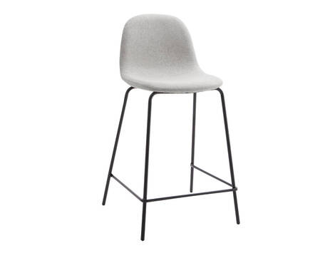 Taburete alto Zizur tapizado easy clean con patas negras - Gris