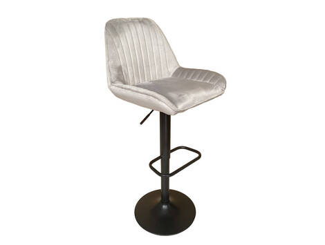 Taburete Mues de terciopelo regulable a gas, base negra - Gris Claro