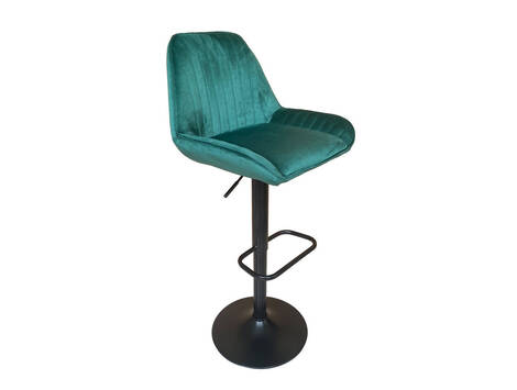 Taburete Mues de terciopelo regulable a gas, base negra - Verde