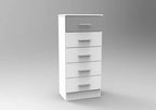 Xinfonier Arróniz de 5 cajones, 46 cm de ancho - Blanco / cajón plata