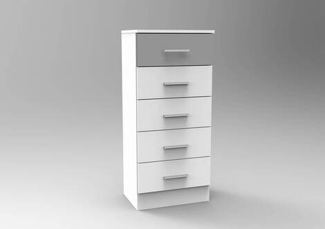 Xinfonier Arróniz de 5 cajones, 46 cm de ancho - Blanco / cajón plata